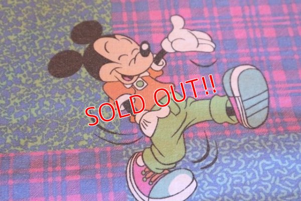画像3: ct-180201-93 Mickey Mouse & Pluto / 1980's Flat Sheet (Twin size)
