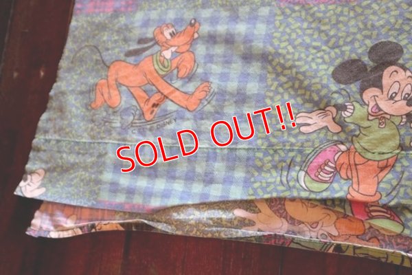 画像8: ct-180201-93 Mickey Mouse & Pluto / 1980's Flat Sheet (Twin size)