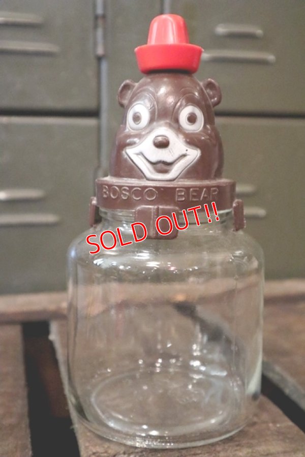 画像1: ct-180401-10 Bosco Bear / Hazel Atlas 1960's Glass Jar & Bank