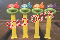 pz-130917-04 Teenage Mutant Ninja Turtles / 1990's PEZ Dispenser Set of 4 (Happy)
