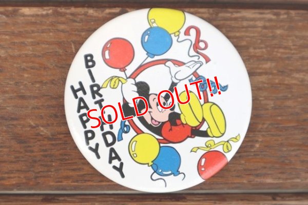 画像1: ct-180514-10 Mickey Mouse  / 1990's Pinback "HAPPY BIRTHDAY"