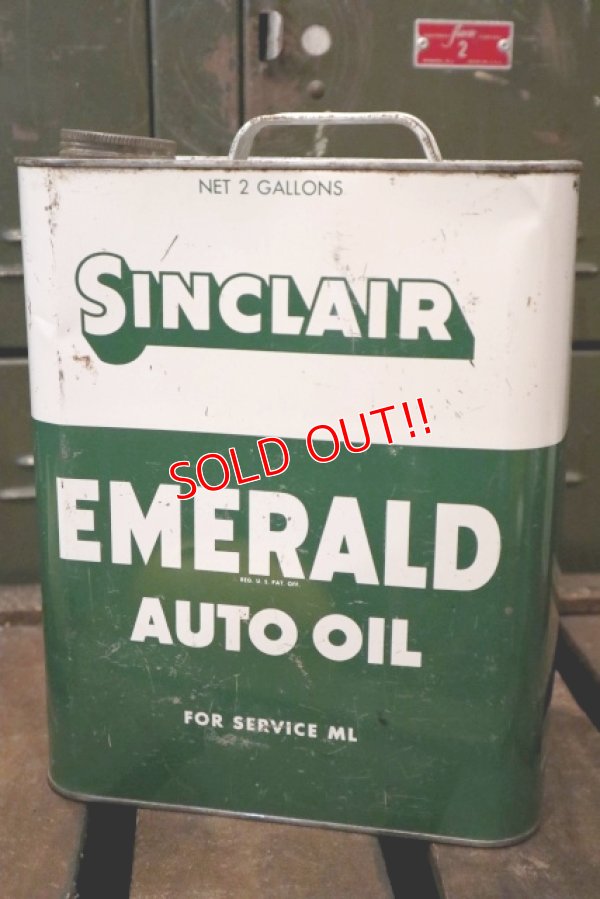 画像1: dp181001-02 SINCLAIR / EMERALD AUTO OIL 1960's 2 Gallons Can