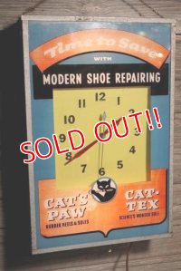 dp-190101-12 CAT'S PAW CAT-TEX / 1950's Advertising Lighted Clock