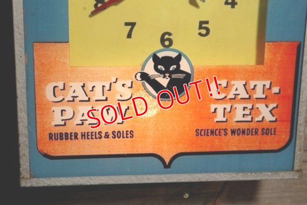 画像3: dp-190101-12 CAT'S PAW CAT-TEX / 1950's Advertising Lighted Clock