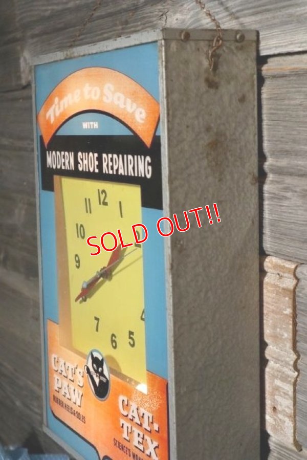 画像6: dp-190101-12 CAT'S PAW CAT-TEX / 1950's Advertising Lighted Clock