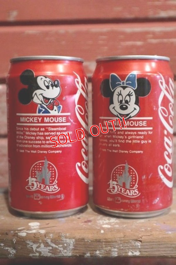 画像1: ct-190101-26 Mickey Mouse & Minnie Mouse / 1980's Coca Cola Classic Can Set