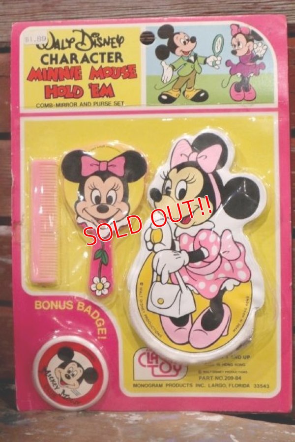 画像1: ct-1902021-106 Minnie Mouse / 1970's Comb-Mirror & Purse Set