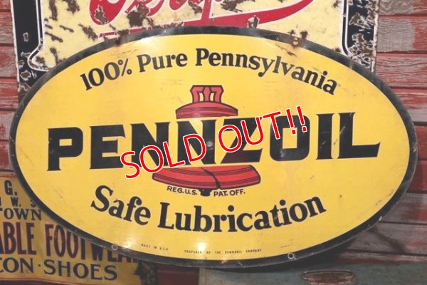 画像1: dp-190301-14 PENNZOIL / 1950's-1960's W-side Metal Sign