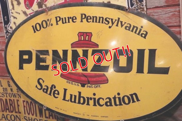 画像4: dp-190301-14 PENNZOIL / 1950's-1960's W-side Metal Sign