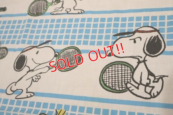 画像3: ct-190402-31 Snoopy & Woodstock / 1970's Flat Sheet "Tennis"  (Twin)
