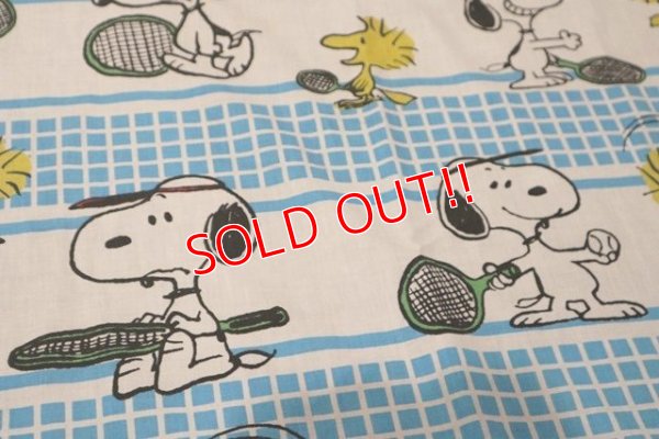 画像4: ct-190402-31 Snoopy & Woodstock / 1970's Flat Sheet "Tennis"  (Twin)