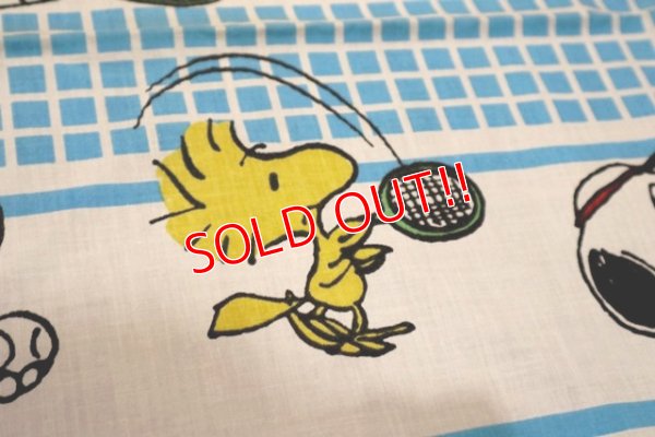 画像6: ct-190402-31 Snoopy & Woodstock / 1970's Flat Sheet "Tennis"  (Twin)