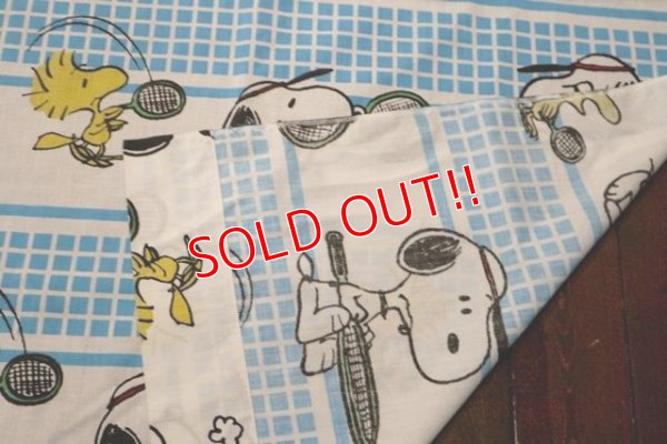 画像7: ct-190402-31 Snoopy & Woodstock / 1970's Flat Sheet "Tennis"  (Twin)