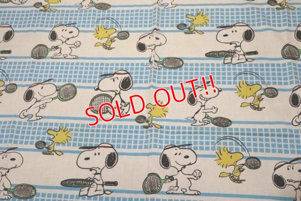 画像2: ct-190402-31 Snoopy & Woodstock / 1970's Flat Sheet "Tennis"  (Twin)