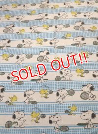 ct-190402-31 Snoopy & Woodstock / 1970's Flat Sheet "Tennis"  (Twin)