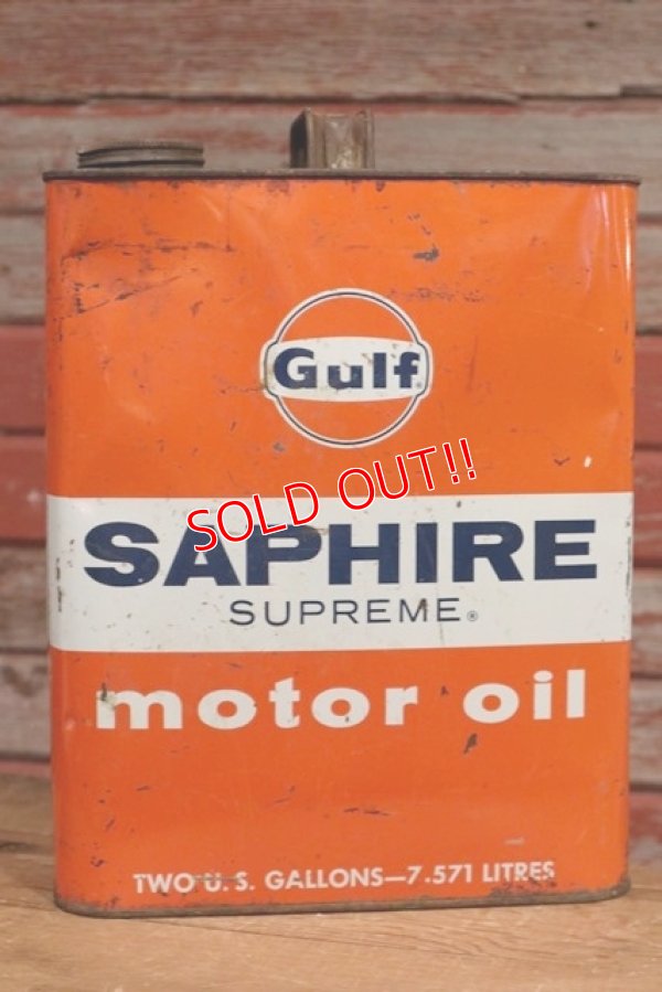 画像1: dp-190601-15 Gulf / 1960's Saphire Supreme Two U.S Gallons Motor Oil Can