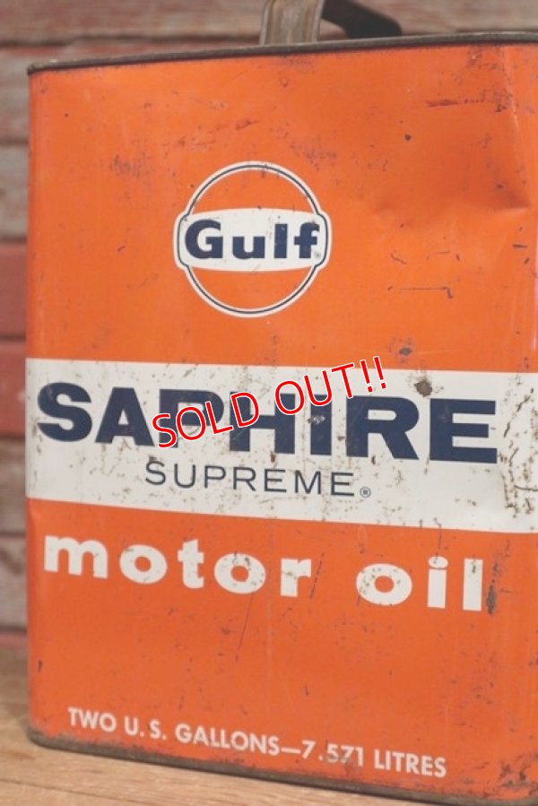 画像3: dp-190601-15 Gulf / 1960's Saphire Supreme Two U.S Gallons Motor Oil Can