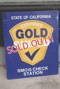 dp-190601-16 California GOLD SHIELD / Smog Check Station 1980's〜Metal Sign