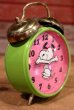 画像3: ct-190605-11 Snoopy / Blessing 1970's Alarm Clock "Green×Pink"