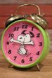 画像1: ct-190605-11 Snoopy / Blessing 1970's Alarm Clock "Green×Pink" (1)