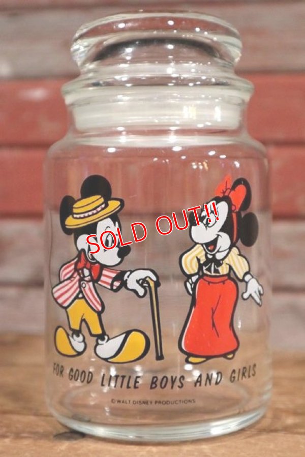 画像1: ct-190905-84 Mickey Mouse & Minnie Mouse / 1960's-1970's Glass Jar