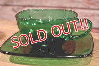 nfk-190801-12 Fire-King / 1950's Forest Green Charm Cup & Sauser