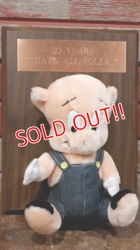 ct-190910-08 Porky Pig / 1980's-1990's Plush Doll & Wood Plate
