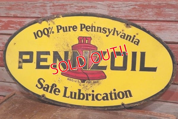 画像1: dp-191001-22 PENNZOIL / 1950's-1960's W-side Metal Sign