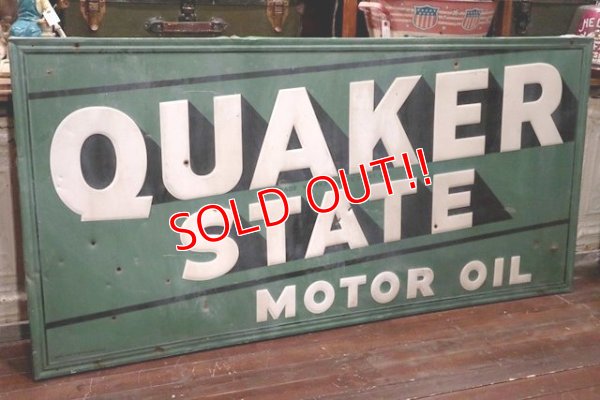 画像1: dp-191101-12 QUAKER STATE MOTOR OIL / 1940's METAL SIGN