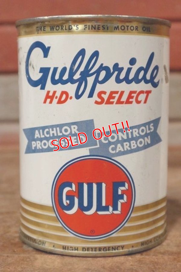 画像1: dp-200403-19 GULF / 1960's Gulfpride 1QT Motor Oil Can