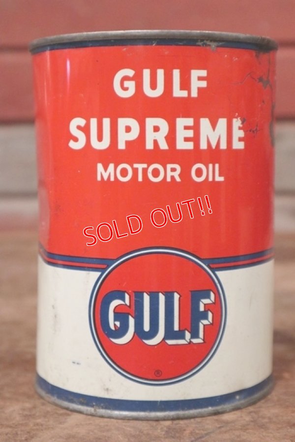 画像1: dp-200403-18 GULF / 1960's GULF SUPREME 1QT Motor Oil Can