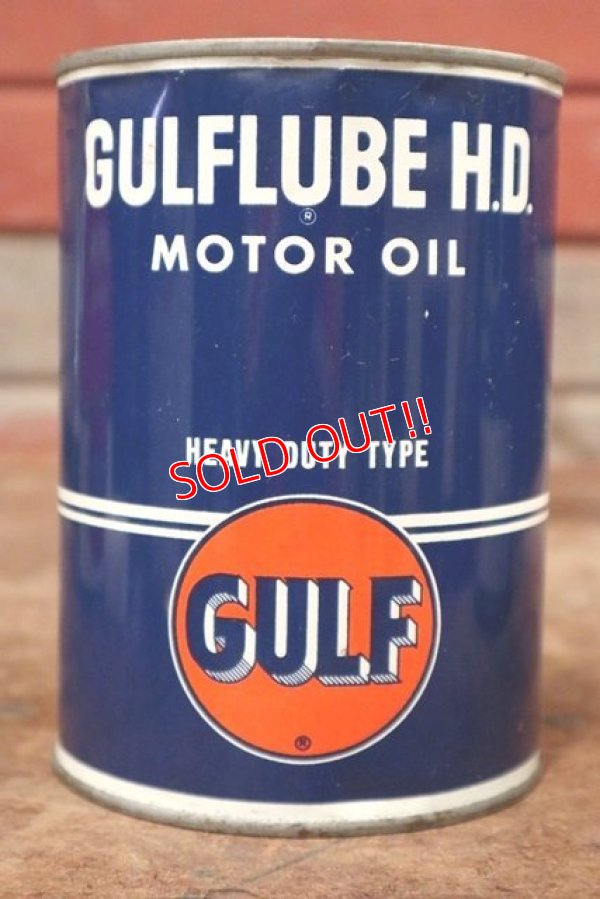 画像1: dp-200403-17 GULF / 1940's-1950's GULFLUBE H.D. 1QT Motor Oil Can