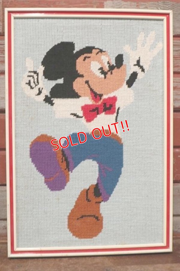 画像1: ct-200601-07 Mickey Mouse / 1970's-1980's Cross-stitch Wall Deco