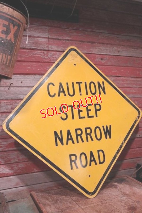 画像1: dp-200701-16 Road sign "Caution Steep Narrow Road Road"