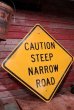 画像1: dp-200701-16 Road sign "Caution Steep Narrow Road Road" (1)