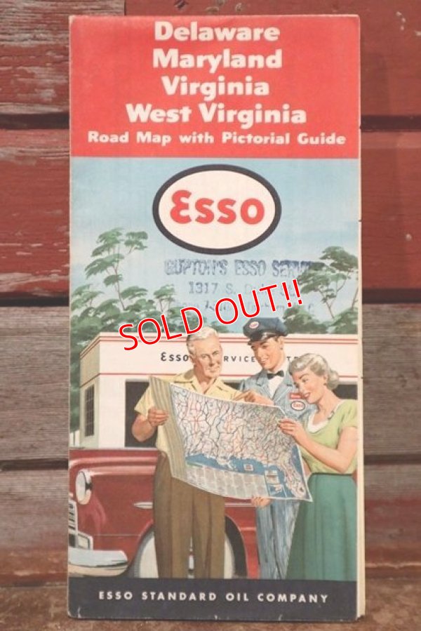 画像1: dp-200801-16 Esso / 1953 Road Map "Delaware,Maryland,Virginia,West Virginia"