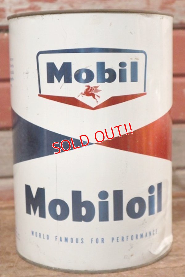 画像1: dp-200901-36 Mobil / Mobiloil 5 U.S.Quart Oil Can