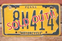 dp-201114-37 1970's Motorcycle License Plate "Pennsylvania"