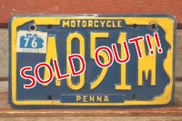 dp-201114-37 1970's Motorcycle License Plate "Pennsylvania"