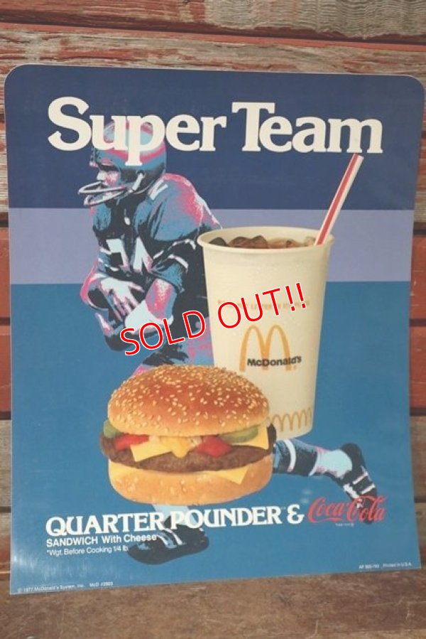画像1: dp-201201-62 McDonald's / 1977 Super Team QUATER POUNDER % Coca Cola Sign