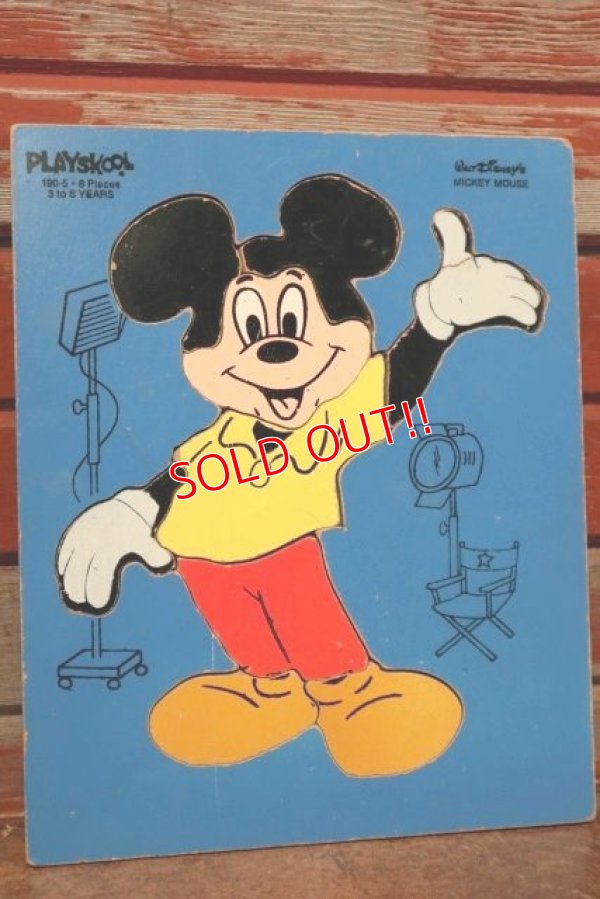 画像1: ct-210101-10 Mickey Mouse / Playskool 1970's Wood Frame Tray Puzzle