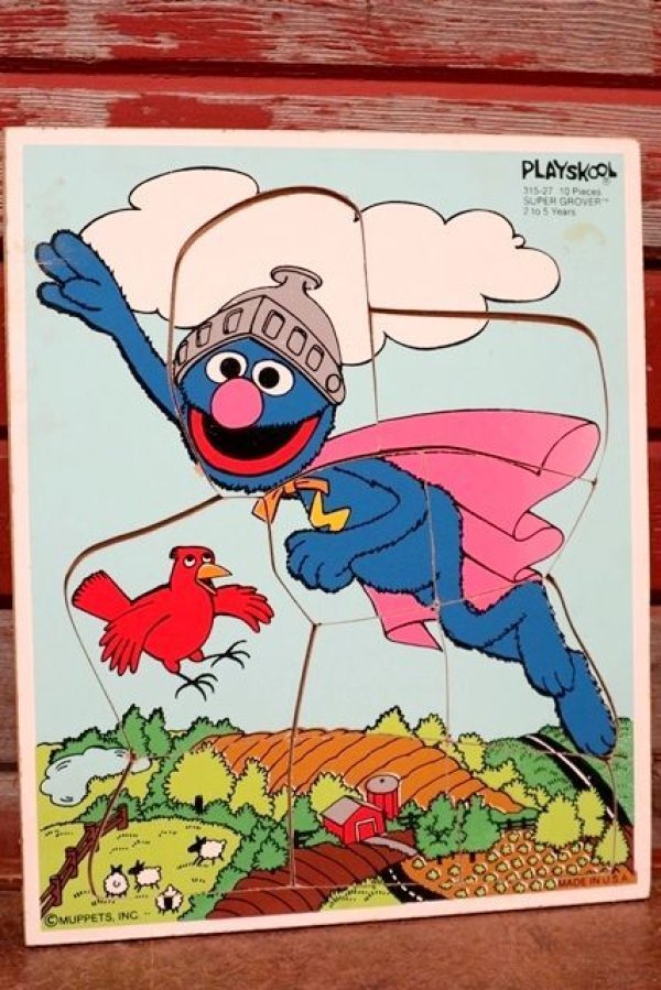 画像1: ct-210101-05 Super Grover / Playskool 1970's Wood Frame Tray Puzzle