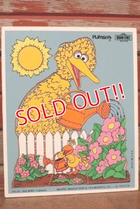 ct-210101-07 Big Bird & Little Bird / Playskool 1970's Wood Frame Tray Puzzle
