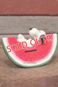 ct-210301-26 Snoopy / Determined 1970's Coin Bank "Watermelon"