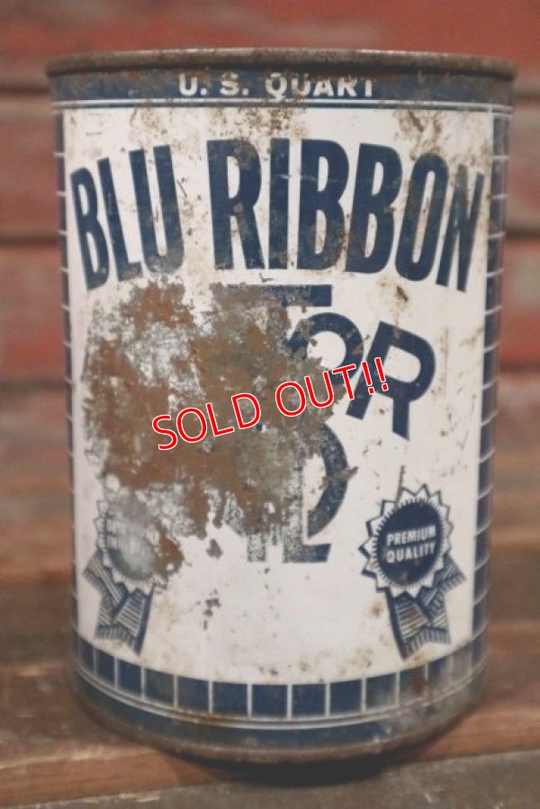 画像1: dp-210401-31 BLUE RIBBON MOTOR OIL / 1950's U.S. QUART Can