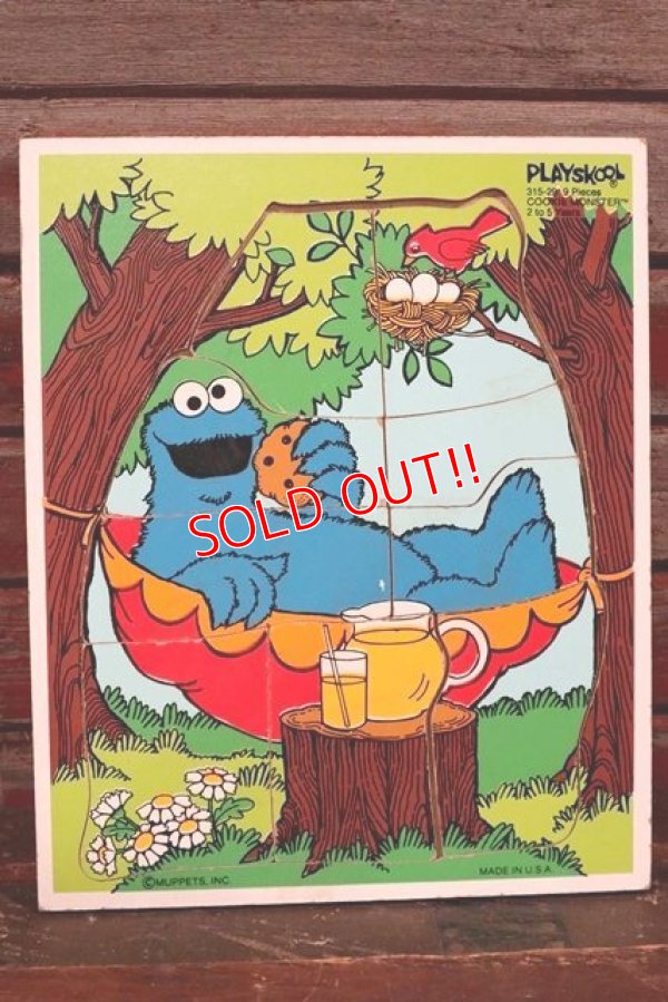 画像1: ct-210201-33 Cookie Monster / Playskool 1970's Wood Frame Tray Puzzle