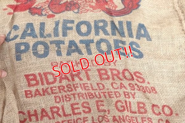 画像3: dp-200301-19 RED DRAGON CALIFRONIA POTATOES / Vintage Burlap Potato Bag D