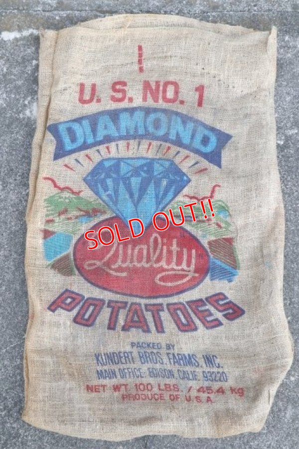 画像1: dp-210401-66 DIANMOND POTATOES / Vintage Burlap Bag