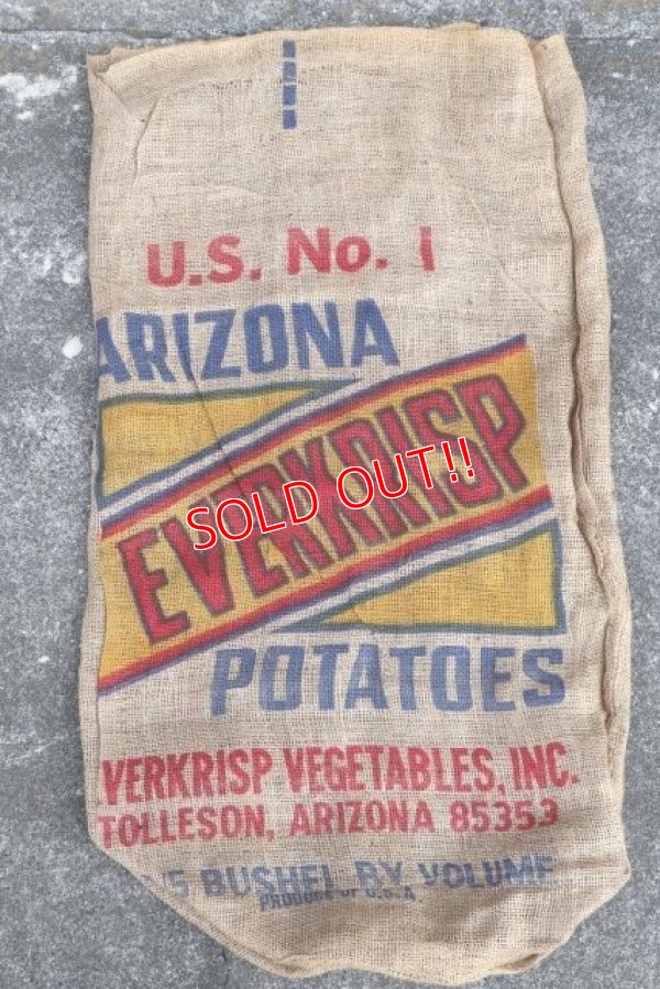 画像1: dp-210401-66 ARIZONA EVERKRISP POTATOES / Vintage Burlap Bag