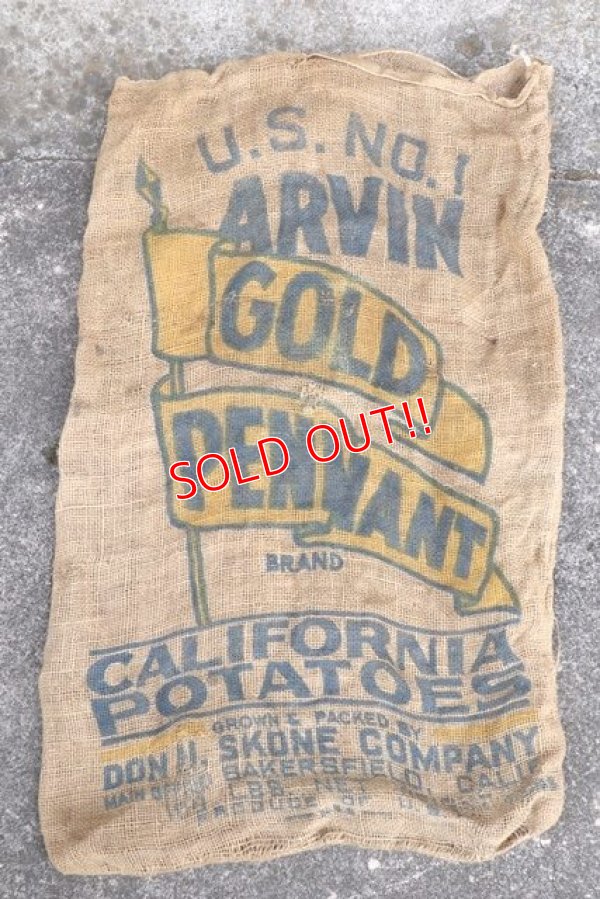 画像1: dp-210401-66 ARVIN GOLD PENNANT / Vintage Burlap Bag